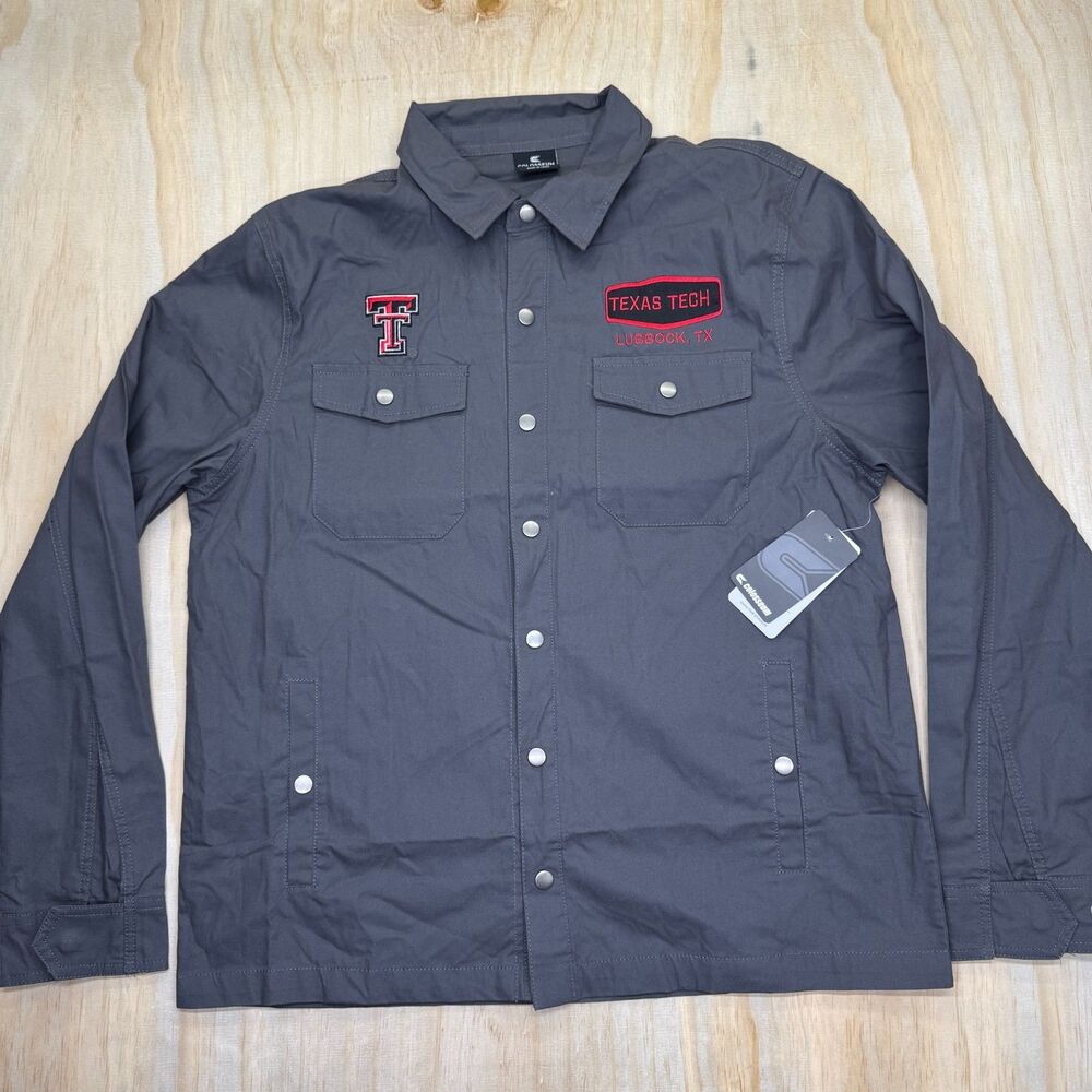 NEW Texas Tech Red Raiders Colosseum Slate Canvas Overshirt Long Sleeve MD Gray